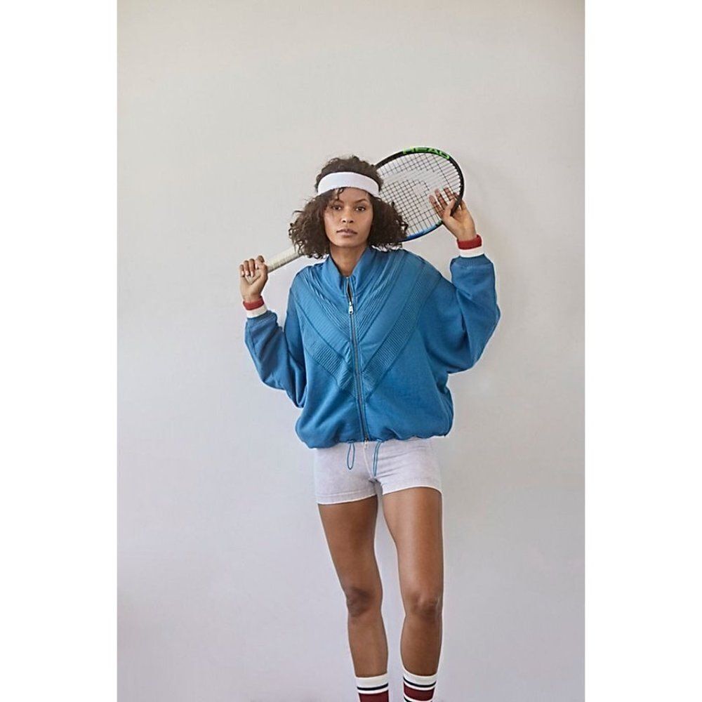 Free People Movement Early Riser Track Jacket Womens‎ XS Blue Chevron